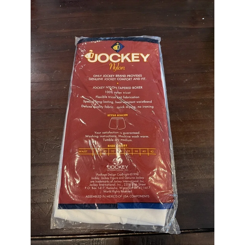 New Vtg 1996 JOCKEY Mens L White Nylon Tapered Boxer Shorts Underwear OS (c6)